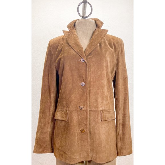 100% Genuine Suede Vintage Fully Lined Gap Button Notched Collar Jacket - Picture 1 of 7